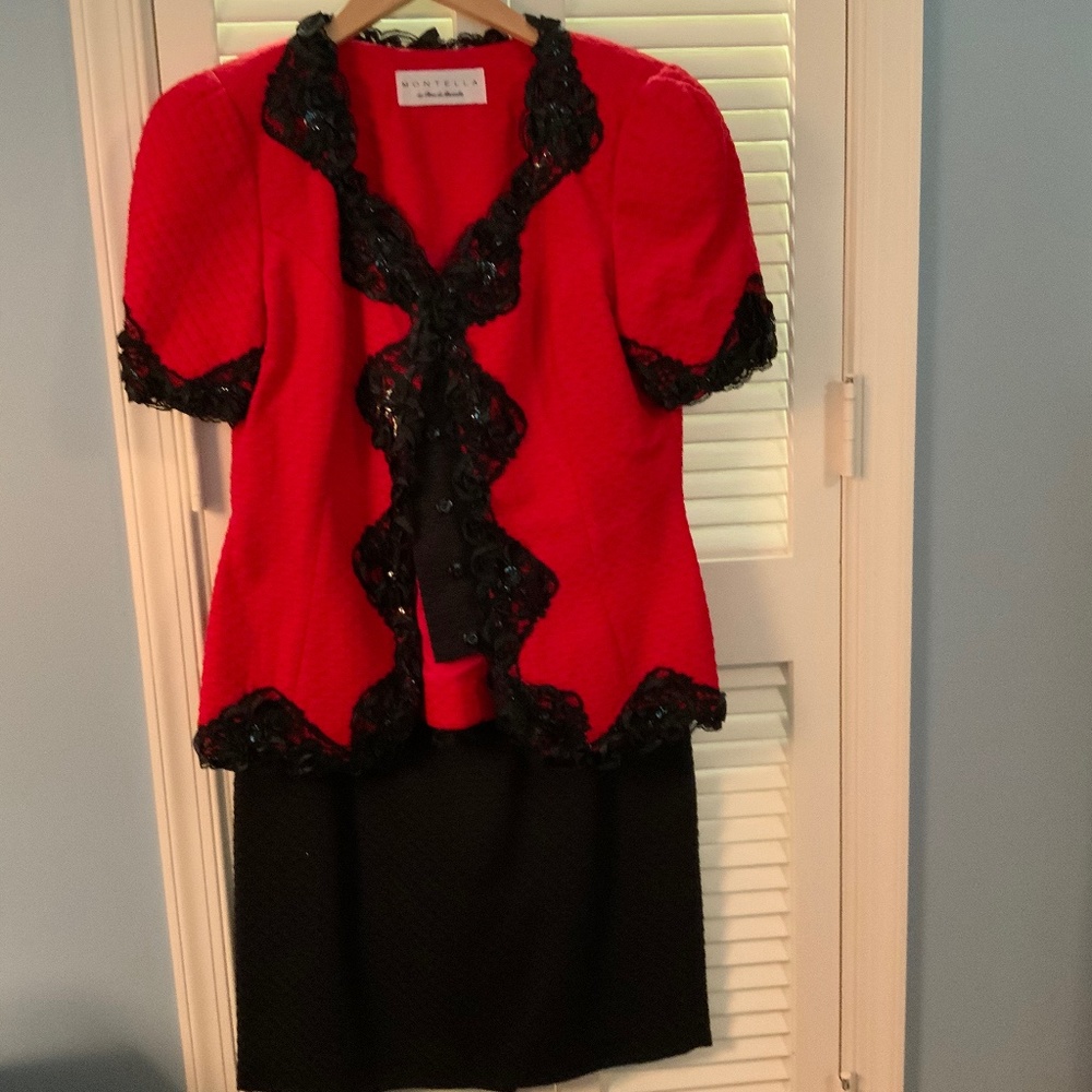 Red and Black Cocktail Suit